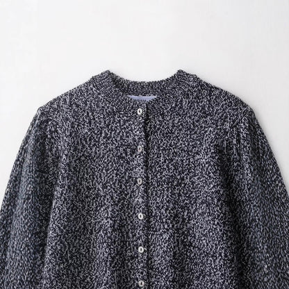 Round neck nine sleeves single breasted solid color knitted sweater for women